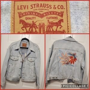 Levi Strauss & Co. DENIM JEAN Jacket with Backside Floral Embroidered Si…